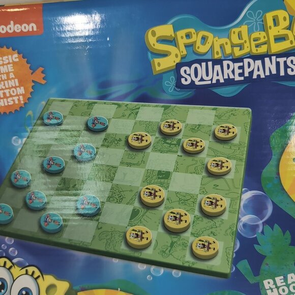 Spongebob Squarepants Checkers Wooden Deluxe Nickelodeon NEW Board Game CTSB2231 - Picture 3 of 8